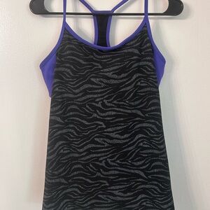 Fabletics Black and Purple Zebra Print Tank Top